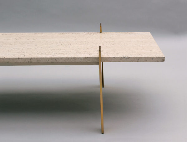 Fine French 1960s Brass and Travertine Coffee Table - Image 14