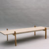 Fine French 1960s Brass and Travertine Coffee Table