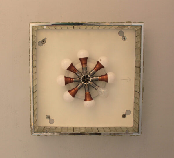 A Fine French 1970 Square Glass and Chrome Flush Mount by Jean Perzel - Image 14