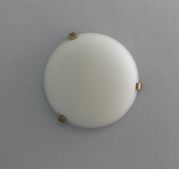 Fine French Art Deco Glass and Brass Flush Mount/ Sconce by Jean Perzel - Image 2