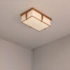 A Fine French Rectangular Glass and Bronze Ceiling Lights by Jean Perzel