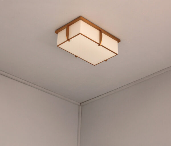 A Fine French Rectangular Glass and Bronze Ceiling Lights by Jean Perzel - Image 2