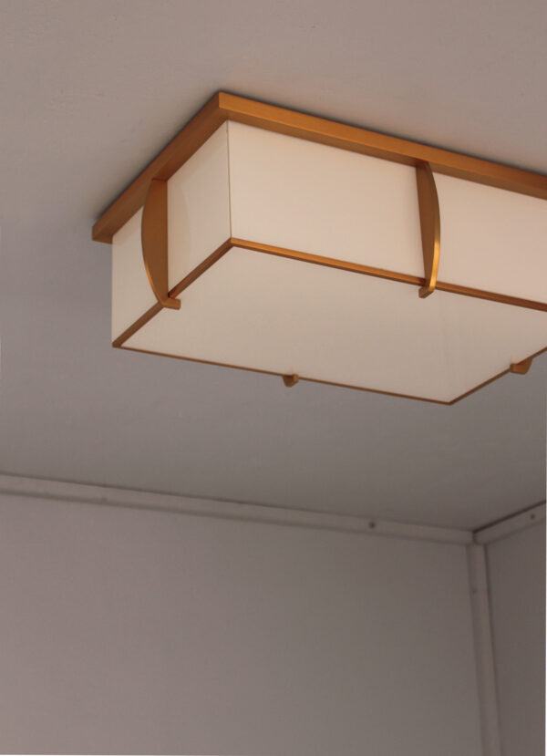 A Fine French Rectangular Glass and Bronze Ceiling Lights by Jean Perzel - Image 12