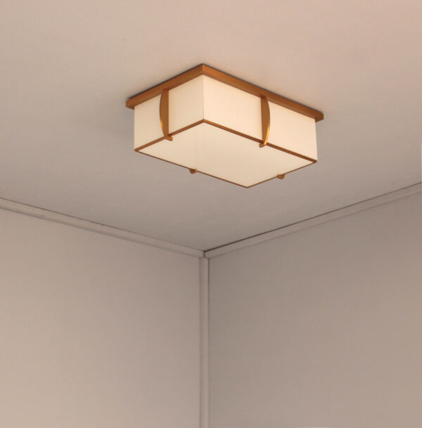 A Fine French Rectangular Glass and Bronze Ceiling Lights by Jean Perzel - Image 4