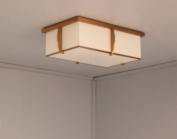 A Fine French Rectangular Glass and Bronze Ceiling Lights by Jean Perzel - Image 6