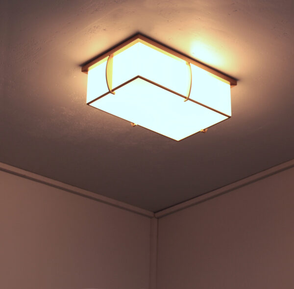 A Fine French Rectangular Glass and Bronze Ceiling Lights by Jean Perzel - Image 5