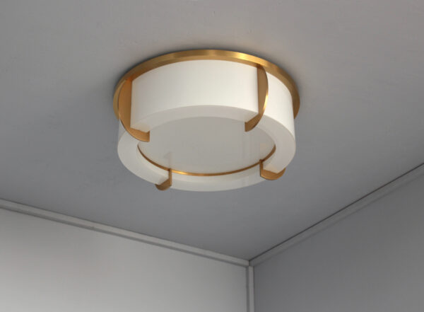 Fine French Art Deco Glass and Bronze Ceiling Light by Jean Perzel - Image 2