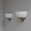 3 pairs of Fine French Art Deco Brushed Nickel and Glass Sconces by Jean Perzel