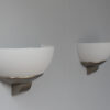 3 pairs of Fine French Art Deco Brushed Nickel and Glass Sconces by Jean Perzel