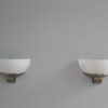 3 pairs of Fine French Art Deco Brushed Nickel and Glass Sconces by Jean Perzel