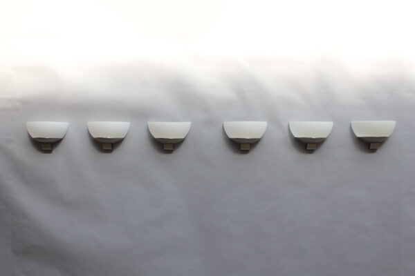 3 pairs of Fine French Art Deco Brushed Nickel and Glass Sconces by Jean Perzel - Image 16