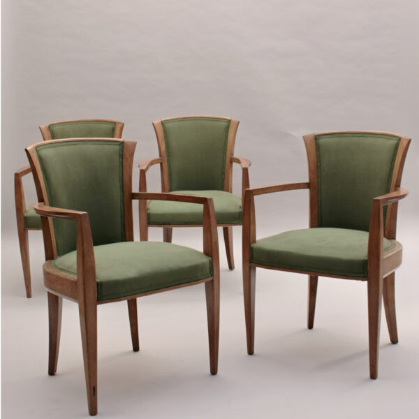 Set of 10 Fine French Art Deco Walnut Chairs by Dominique (8 Side and 2 Arm) - Image 21