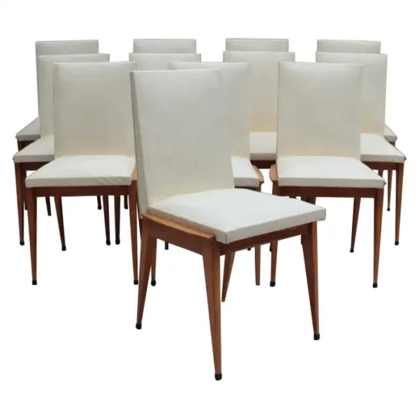 Set of 12 Fine French Mid-Century Dining Chairs