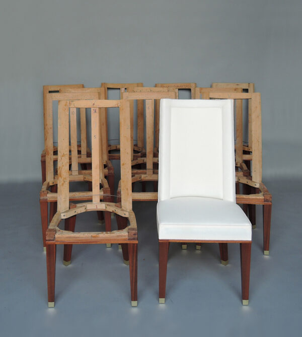 12 Fine French 1950s Mahogany Dining Chairs by Jacques Adnet - Image 2