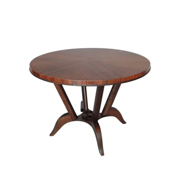 French Art Deco Rosewood Gueridon with a Four Curved-Leg Pedestal