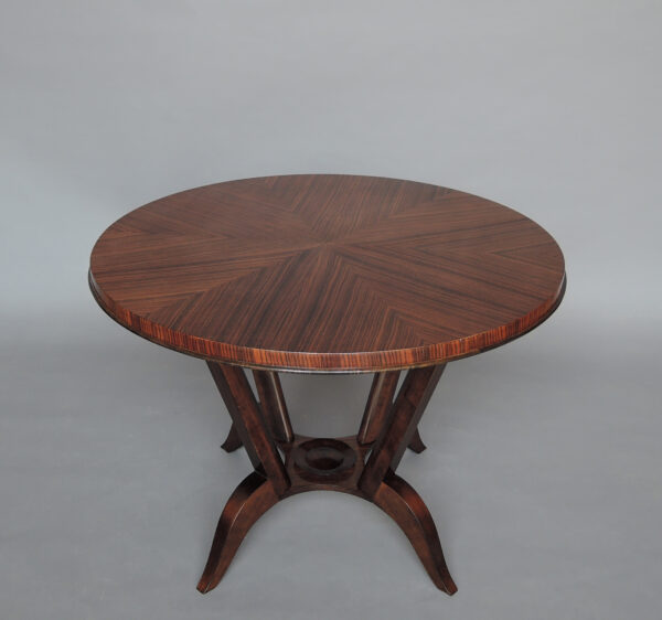 French Art Deco Rosewood Gueridon with a Four Curved-Leg Pedestal - Image 5