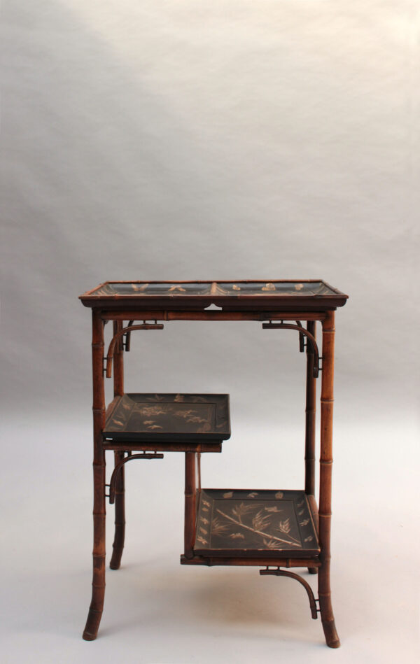 Fine French Japonisme Lacquered Side Table with Shagreen Inlays - Image 6