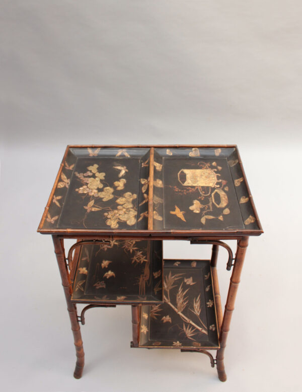 Fine French Japonisme Lacquered Side Table with Shagreen Inlays - Image 12