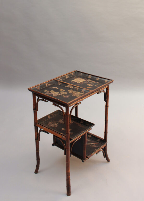 Fine French Japonisme Lacquered Side Table with Shagreen Inlays - Image 9