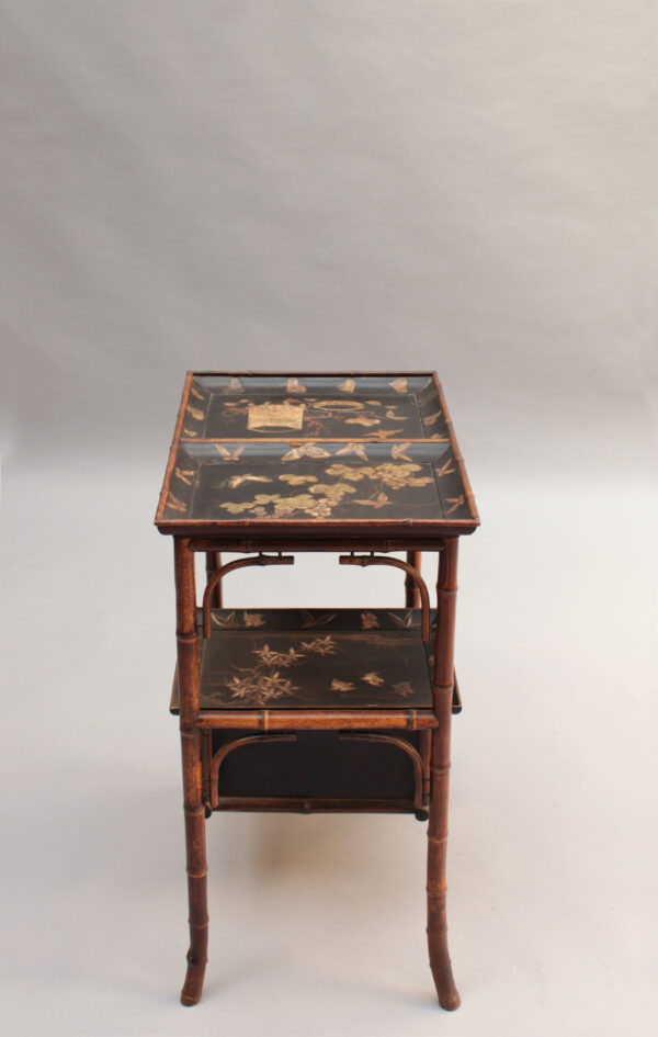 Fine French Japonisme Lacquered Side Table with Shagreen Inlays - Image 11