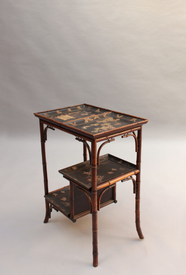 Fine French Japonisme Lacquered Side Table with Shagreen Inlays - Image 7