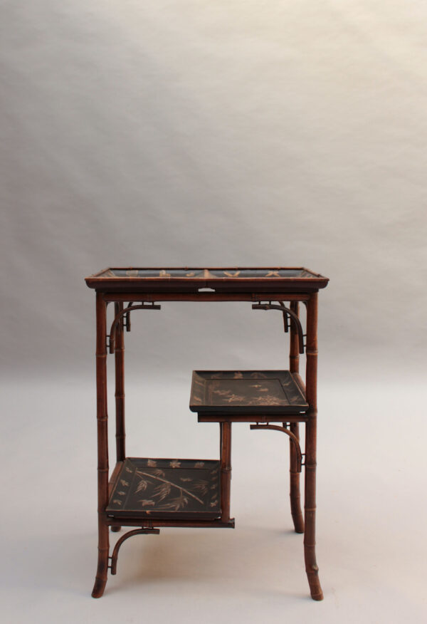 Fine French Japonisme Lacquered Side Table with Shagreen Inlays - Image 2