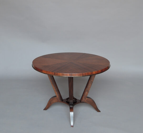 French Art Deco Rosewood Gueridon with a Four Curved-Leg Pedestal - Image 4