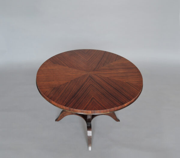 French Art Deco Rosewood Gueridon with a Four Curved-Leg Pedestal - Image 6