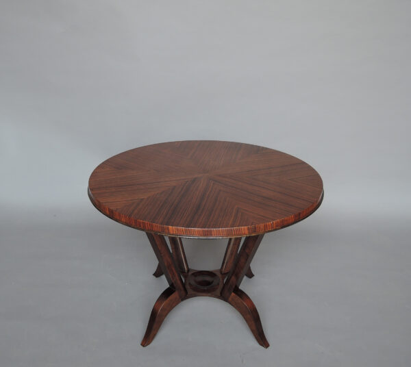 French Art Deco Rosewood Gueridon with a Four Curved-Leg Pedestal - Image 7