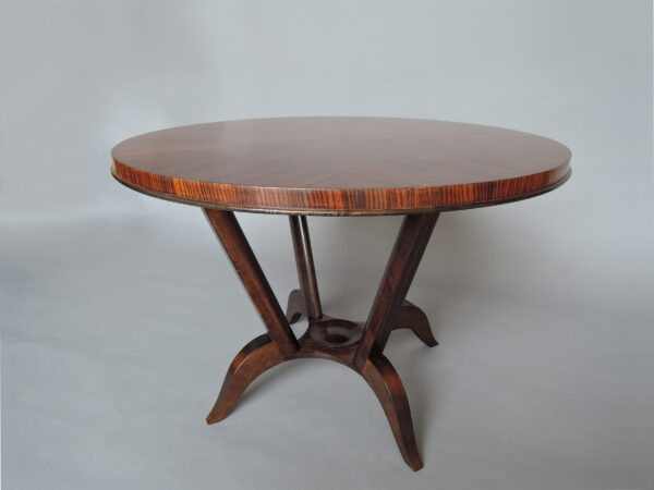 French Art Deco Rosewood Gueridon with a Four Curved-Leg Pedestal - Image 8