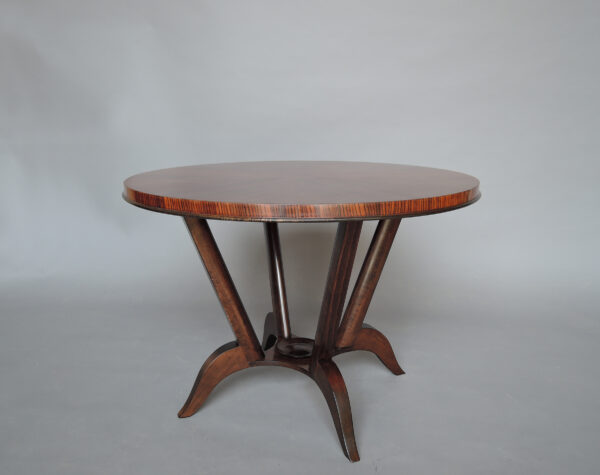 French Art Deco Rosewood Gueridon with a Four Curved-Leg Pedestal - Image 3