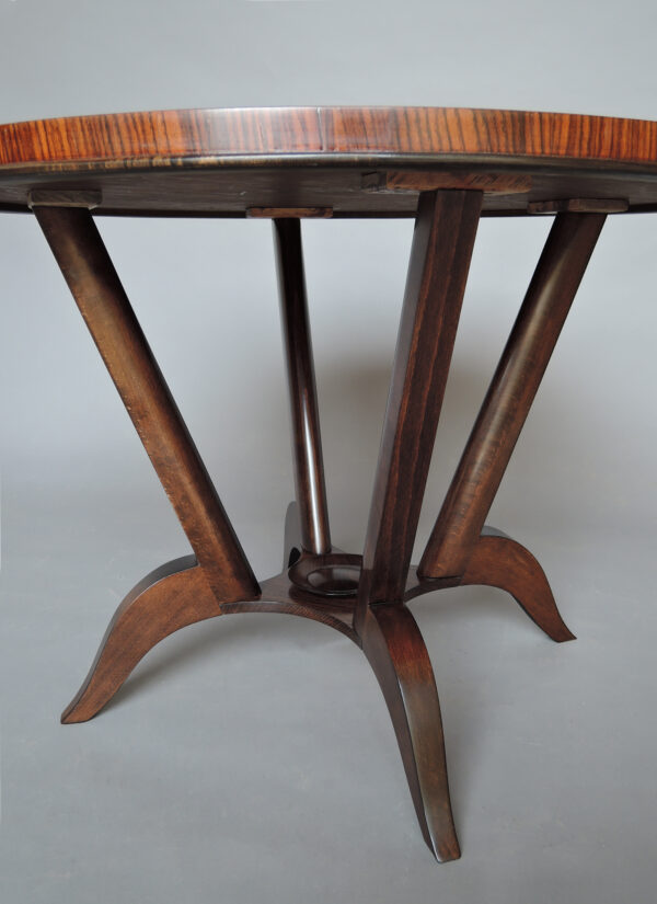 French Art Deco Rosewood Gueridon with a Four Curved-Leg Pedestal - Image 9