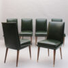 Set of 6 Fine French 1950s Leather-upholstered Dining Chairs