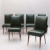 Set of 6 Fine French 1950s Leather-upholstered Dining Chairs