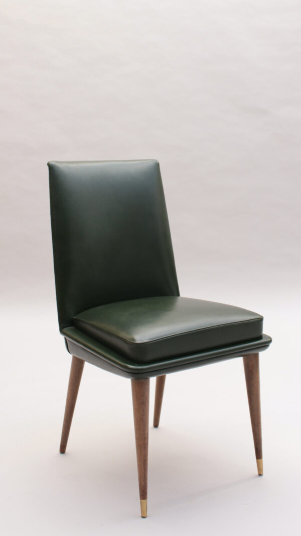 Set of 6 Fine French 1950s Leather-upholstered Dining Chairs - Image 5