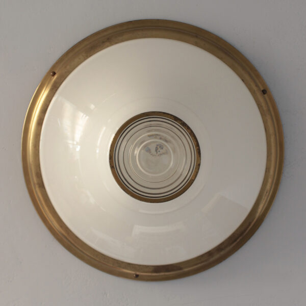 Rare Fine French Art Deco Glass and Brass Flush Mount by Jean Perzel - Image 5