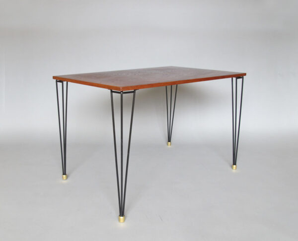 French 1950s Black Metal and Wood Occasional / Writing Table - Image 6