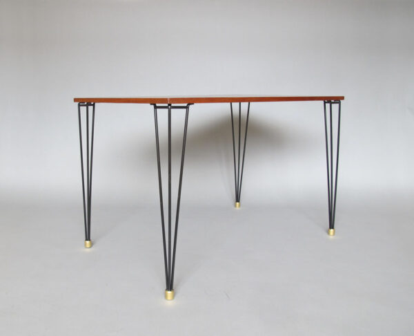 French 1950s Black Metal and Wood Occasional / Writing Table - Image 3