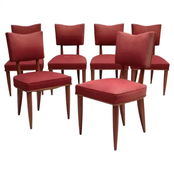 Set of 6 Fine French 1950s Dining Chairs in the manner of Royere