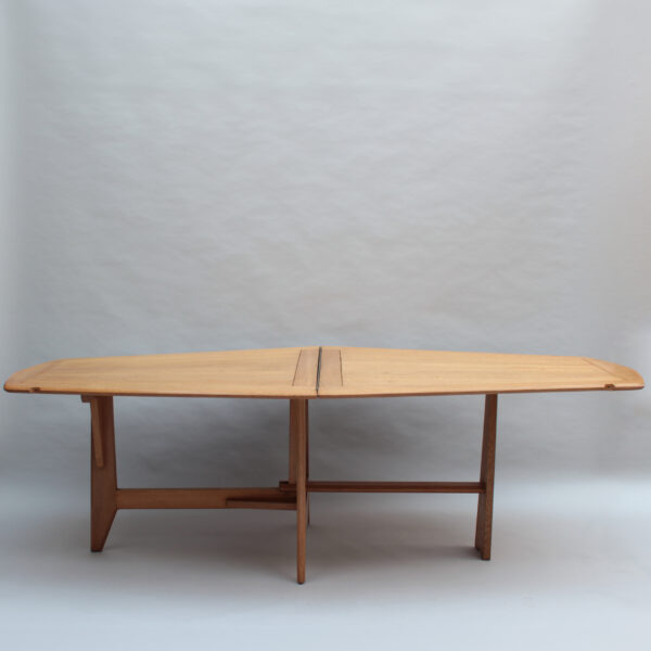 Fine French 1950s Oak "Portefeuille" Table by Guillerme & Chambron - Image 3