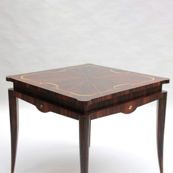 Fine French 1940s Ebony Macassar Game Table - Image 5