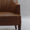 Fine French 1950s Mahogany and Leather Armchair by Jacques Quinet