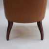 Fine French 1950s Mahogany and Leather Armchair by Jacques Quinet