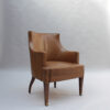 Fine French 1950s Mahogany and Leather Armchair by Jacques Quinet