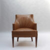 Fine French 1950s Mahogany and Leather Armchair by Jacques Quinet