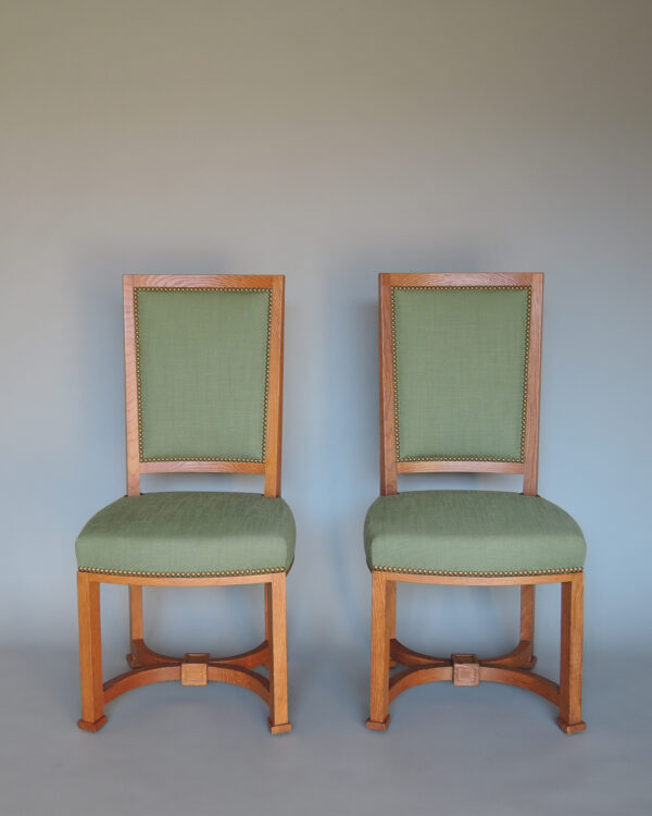 2 Fine French 1950s Solid Oak Chairs by Arbus - Image 2