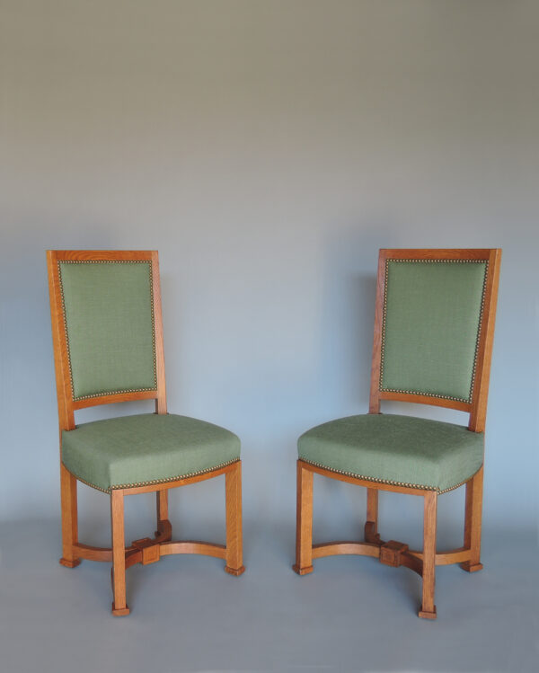 2 Fine French 1950s Solid Oak Chairs by Arbus - Image 3