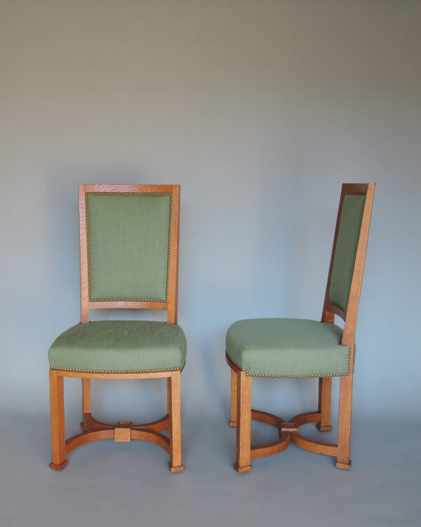 2 Fine French 1950s Solid Oak Chairs by Arbus - Image 4