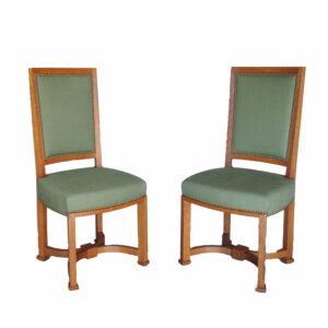 2 Fine French 1950s Solid Oak Chairs by Arbus