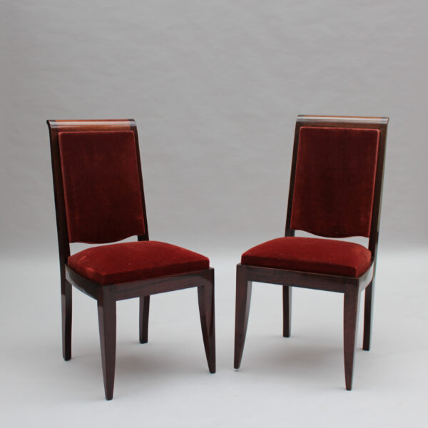 Set of 4 French Art Deco Mahogany Dining Chairs by Gaston Poisson - Image 8